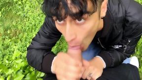 One day with my stepbrother in the park - suck , jerk piss together , cum