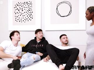 INTERRACIAL FOURSOME WITH EBONY QUEEN ZAAWAADI