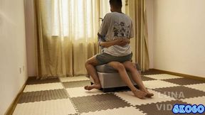 Lapsitting on a police uniform girl on the chair #SK060