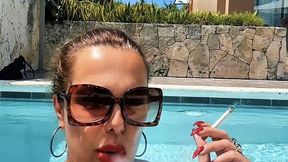 Smoking in the private pool of my luxury suite in Punta Cana - Marlboro Red