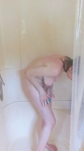 Petite college girl shower and washing hair  hair