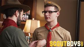 Sexy, hairy, hung scoutmaster seduces hot, smooth scout