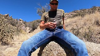 Spraying pee in the mountains - 4k