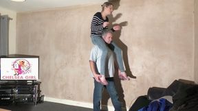 Chelsea's Shoulder Ride & Neck Squeeze In Jeans (4K)