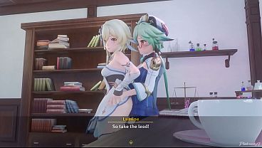 Yuri lesbo action in Mondstadt's night - Genshin Impact Sucrose x Lumine