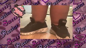 Ebony SSBBW Shows off Big Feet in Sneakers