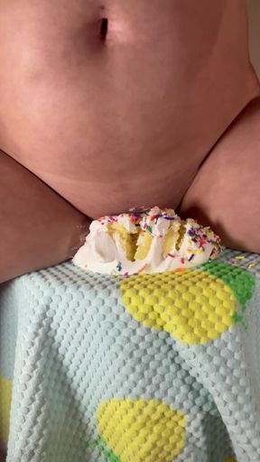 Step Mom Smashes My Birthday Cake with Her Fat Pussy