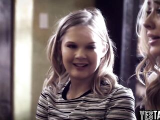 Petite teen students tempted and convinced to have a 3some with their therapist
