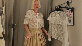 Naked Babe Tries On Transparent Outfits, See-Through Madness at the Mall