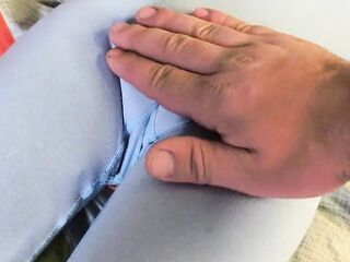 The step brother dared to touch my virgin vagina! Follows the contour of my cunt in leggings