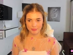 Tiny blonde teen porks her pussy with toys