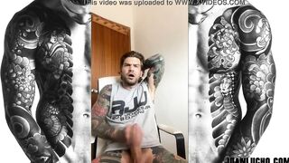 Watch Juan Lucho stroking his long penis and shooting cum just as he knows. Full clip at juanlucho.com