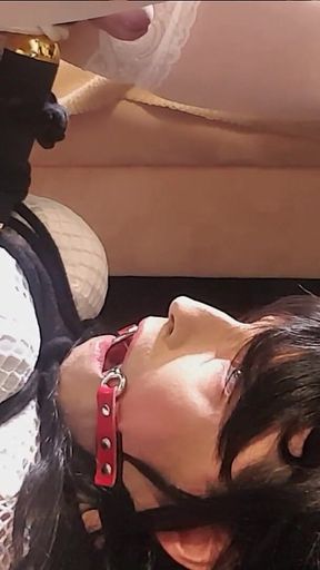 Tranny Bounded so She Has to Cum in Her Own Mouth