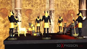 Anubis fucks hard a sexy slave ebony in an egyptian temple