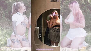 Lesbian exhibition at McDonald's toilet Reagan French Ariia Guillard French amateur with big tits