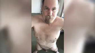 Hairy Bear Daddy Exposes His Naked Body Front and Back on Webcam