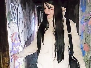 Large-bootied alt beauty gets banged in an abandoned hotel - public