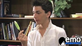 Skinny homosexual cumming after bareback lovemaking