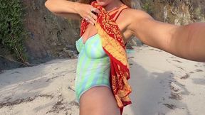Public Tease In My Bodypaint Swimsuit // Showing It Off At The Beach