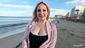 real amateur anal sex for german curvy crazy girl after risky public blowjob at pick up casting fuck at holiday trip