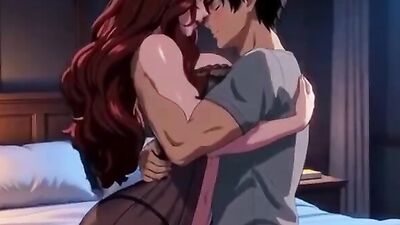 Stepmom shares bed with stepson when stepdad's away - MILF anime hentai