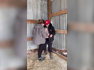 Hawt Lesbo Farmers Kiss And Touch Every Other In The Barn