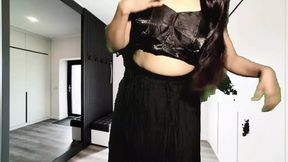 Black dress open desi Girl on front