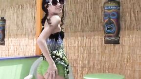 Tiny Tabby masturbates in naughty solo