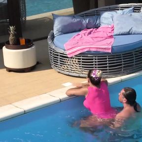 Hot poolside fucking with sexy chick with bug tits and massive dick