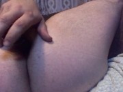 Anal play with glass dildo