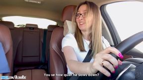 Let me thank you with a blowjob ? OK! Stepmother off her stepson for driving lessons