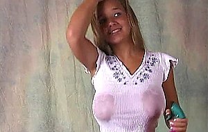 Christina model big tits belly shirt panties