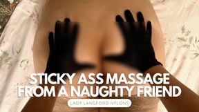 Getting my peachy cheeks massaged & both my holes sticky - Lubed Up Ass Massage