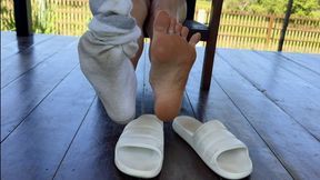 My Filthy Little Feet Disappear Inside Someone’s Huge Smelly Socks and Giant Pool Slides