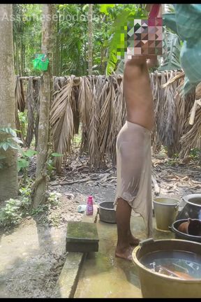 Indian Desi Assamese village hot gay boy taking bath and shower