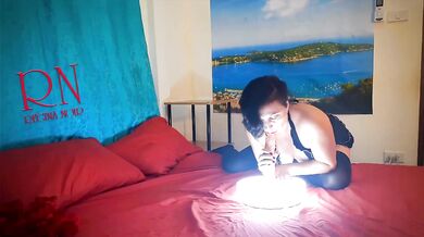 Dildo in mouth and pussy The hottest maid in our hotel Juicy meaty pussy