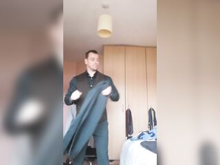 LongJohn0Hara changing from his Green dinner date dress into his street wear raiment