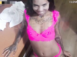 Skinny cutie asks black dude to screw her constricted twat - Cuckold with tiny dong accepts 24cm proposal from his wife