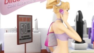 3DGSPOT - Blonde Teenie Deepthroats And Gags A Long Penis Inside A Vibrator Shop! 3D ANIMATION!