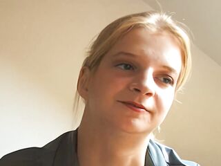 Blond with large titties rubs herself on her juicy cleft