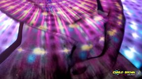 jerking off my big uncut latino cock in space with fireworks cumshot