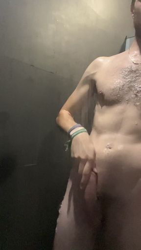 Dirty Me on Gym Locker Room Showers Jerking and Cumming