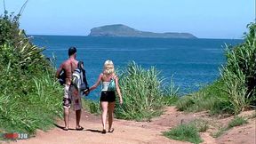 Petite blonde assfucked by two giant dicks