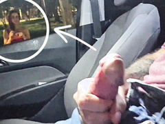 Risky public masturbation for a redhead at the bus stop