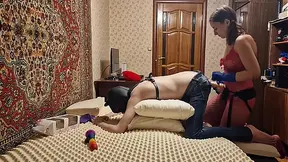 Amateur Homemade Strapon Anal: Anastasia Mistress Dominates Submissive Slave