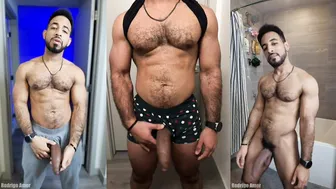 Hairy Uncut Latino Jerks Thick Monster Cock in Shower and Underwear