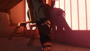 Vannesa enjoys eating a snack while letting her flip-flops dangle on her feet (7)