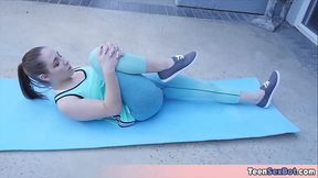Stepsisters' yoga session ends in a taboo fuck due to my uncontrollable lust for her tight sweatpant