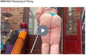 BBW MILF Sweeping in Thong