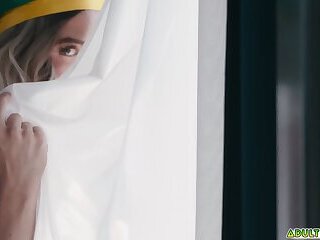 Naughty femboy Cristiano goes door to door from ass to mouth